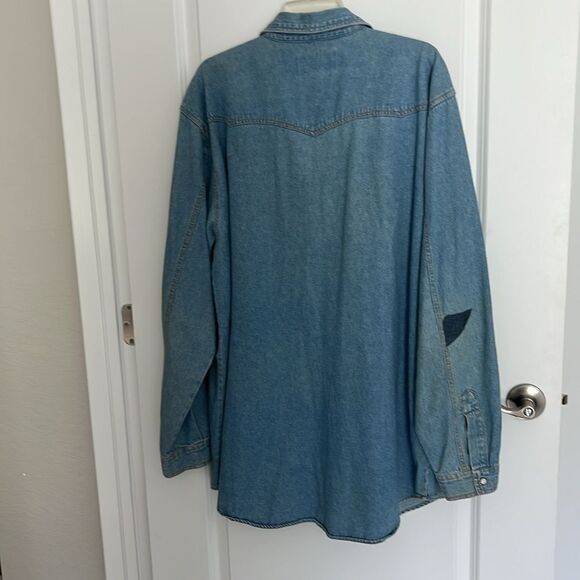 Harley-Davidson Motor Co Vintage Snap Front Denim Shirt Logo on Pocket XL L** - Picture 8 of 9